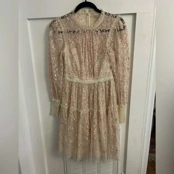 Needle & Thread Whitehorn Mini Dress Size 2 Beaded And Embroidered Floral - Picture 4 of 9